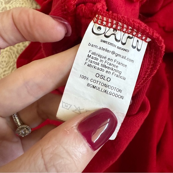 Atelier Barn Oslo Red Velour Skater Dress - Picture 5 of 7